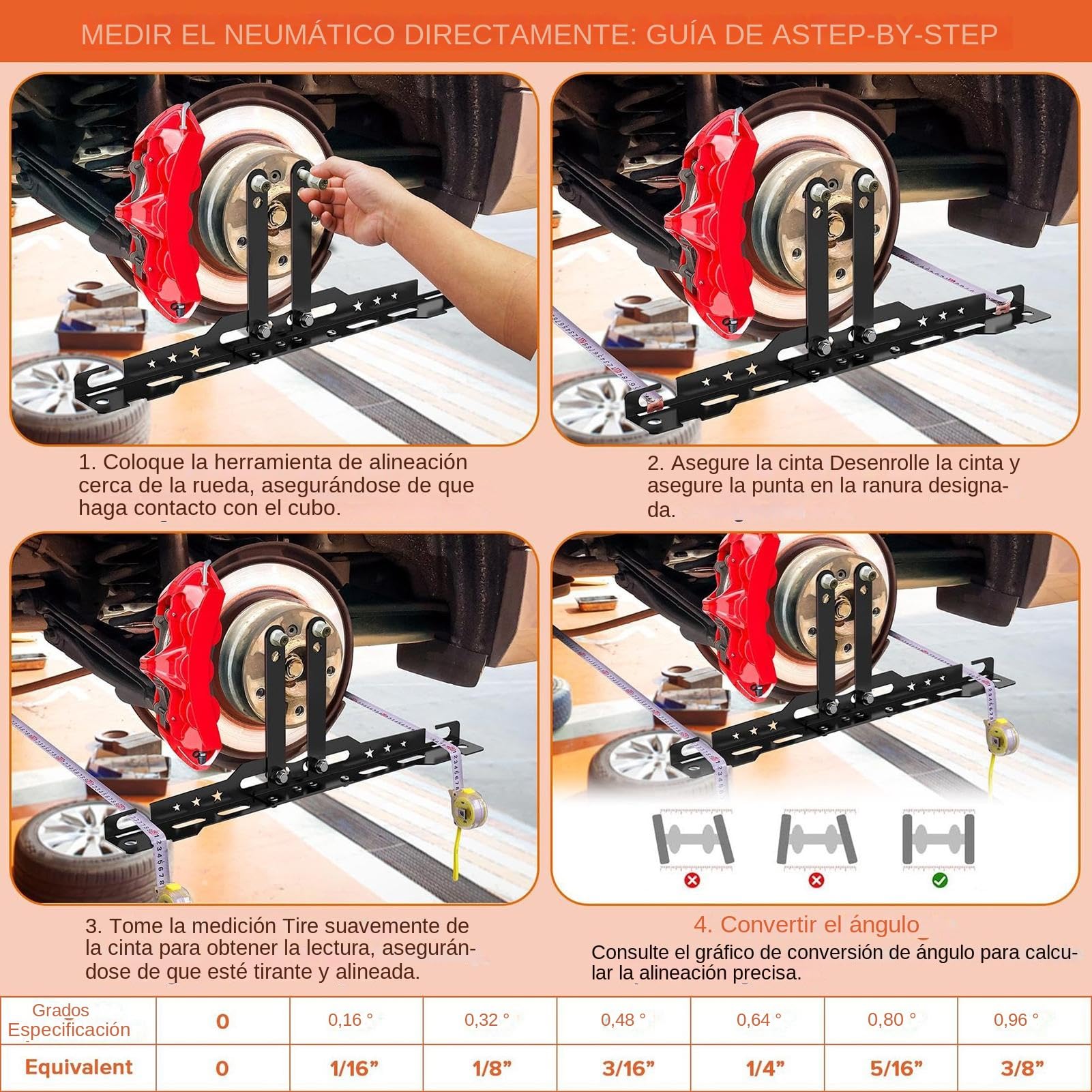 Kit De Alineacion De Ruedas Kit De Placas De Reparación Para Alineación | Equilibrador del Tren Delantero Para Coche Camion SUV Bicicleta Taller Garaje Exterior Y Domestico