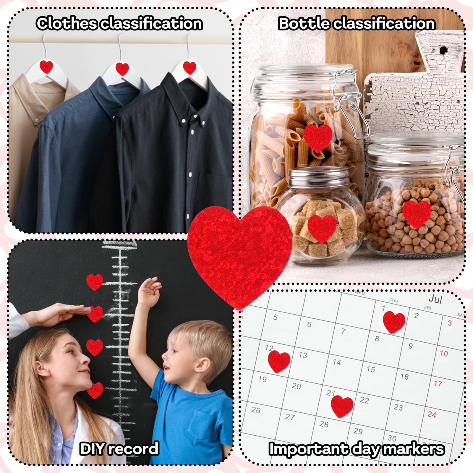 500 Adesivi A Forma Di Cuore Rosso Glitterati, 2,5 Cm, Per San Valentino, Festa Della Mamma, Decorazioni E Buste - 2
