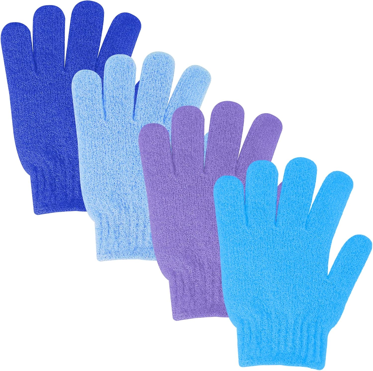 Sibba 4 stuks exfoliërende handschoenen bamboe exfoliator handschoen body scrub exfoliërende washandjes schrobben handschoen voor douche, spa, massage en dode huidcelverwijderaar loofah