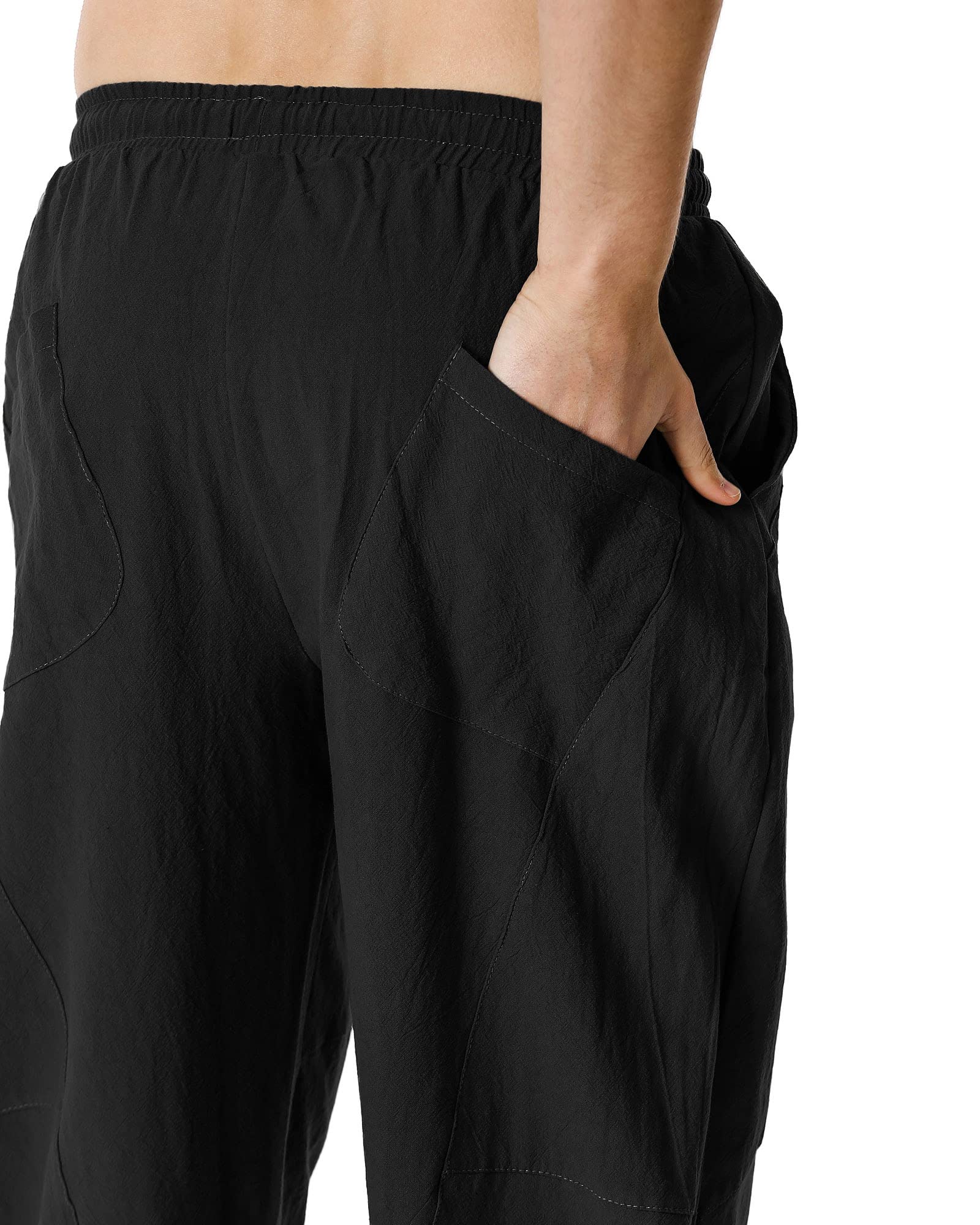 MakingDa Pantalones harén holgados para hombre, con bolsillos, con cordón, ligeros, de pierna ancha, pantalones de yoga, pantalones de descanso, informal, para casa, playa, vacaciones