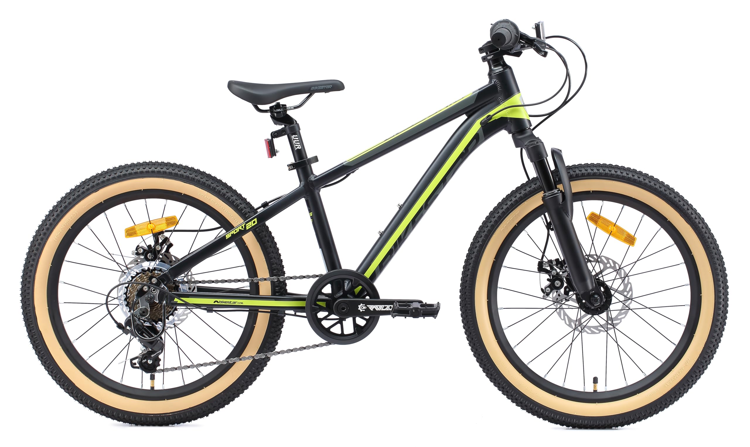 BIKESTAR VTT Vélo Tout Terrain 20" pour Enfants de 6-9 Ans | Bicyclette Cadre 11.5 Pouces 7 Vitesses Shimano, Hardtail, Freins Disque