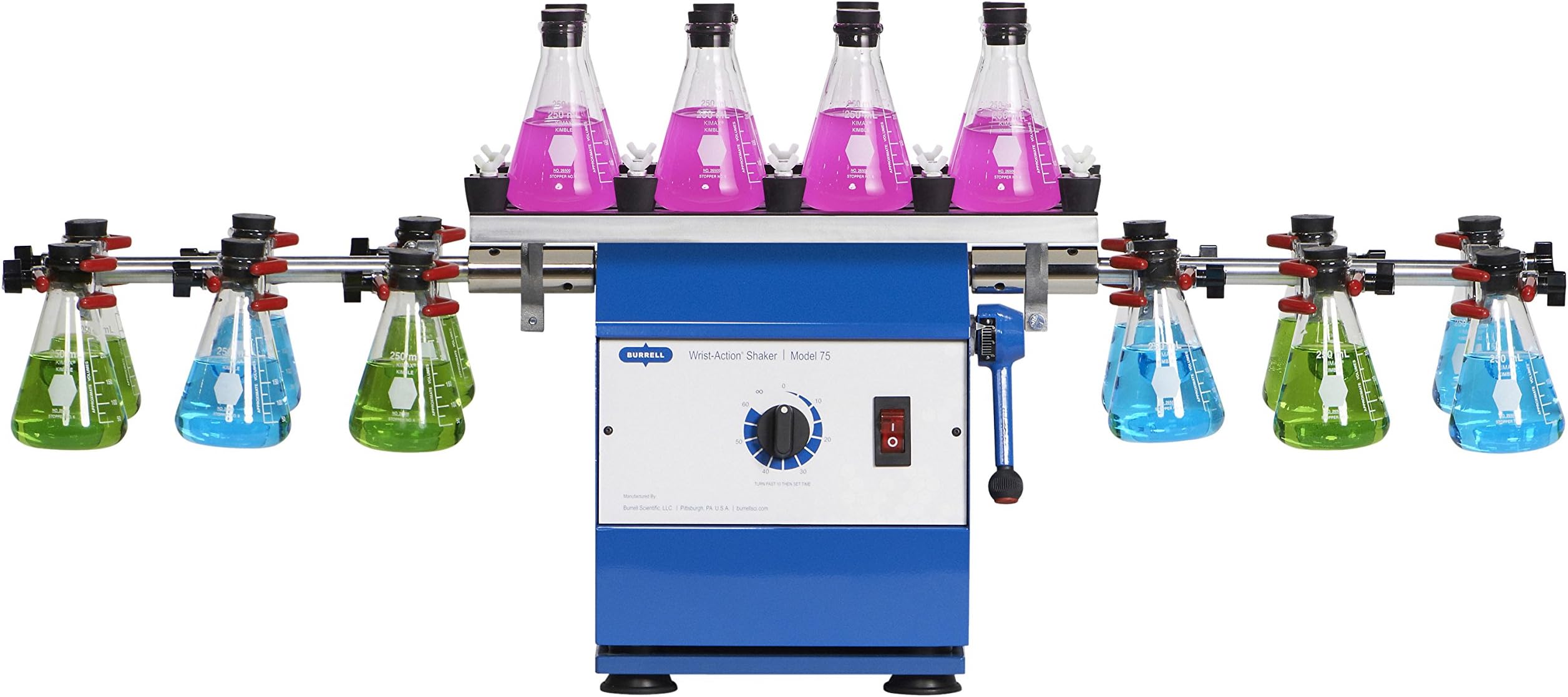 Burrell Scientific 075-765-20-36 Wrist Action Shaker with Top Platform, Model 75-CT, Blue/White