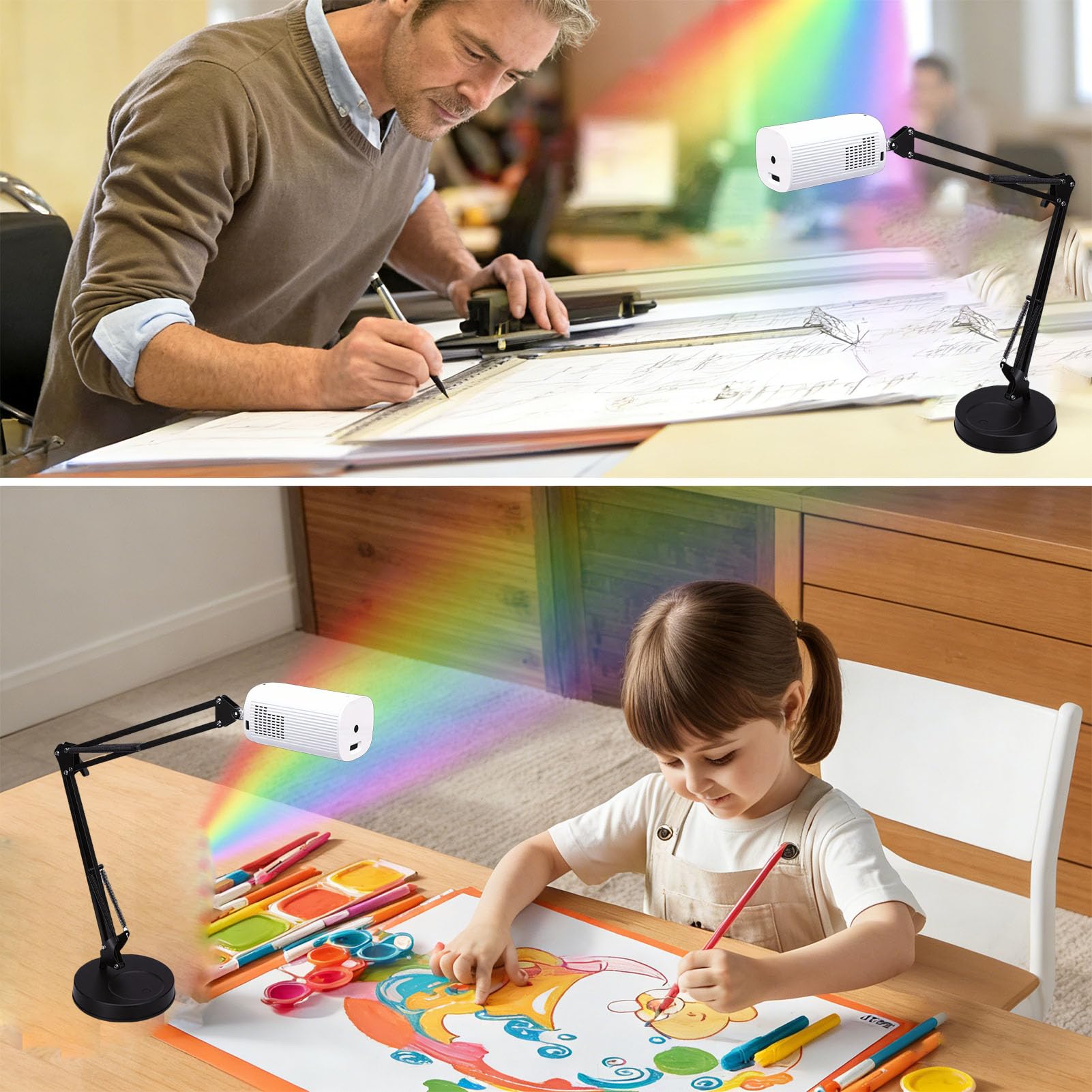 Proiettore Artistico da Tracciare, Proiettore da Disegno HD 1080P per Pareti e Tele con Supporto Regolabile, di Schizzi per Artisti, Bambini, Torte, Biscotti (Ferro, plastica 2)