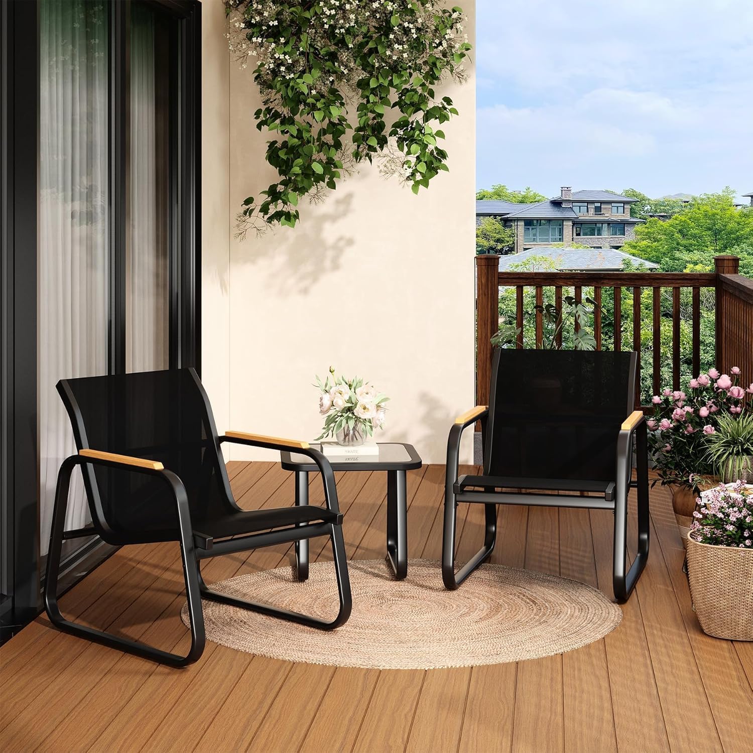 Garvee Salon de Jardin Extérieur 2 Place en Résine Tressée