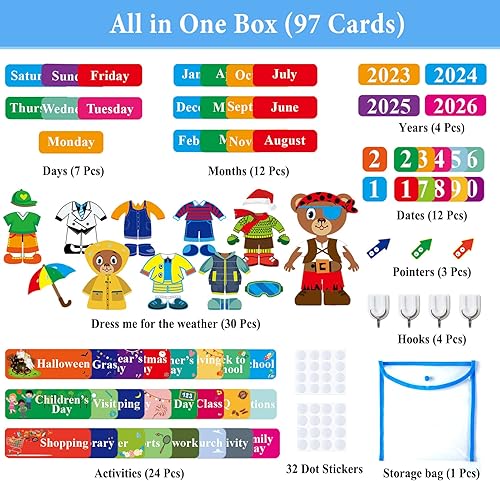 Miniatura 5 de Craftstory Calendario de aula preescolar centro de aprendizaje de tiempo circular mi calendario diario para niños pequeños días de aprendizaje de la