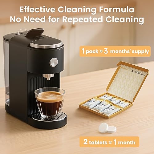 Miniatura 6 de 6 tabletas limpiadoras y descalcificadoras para cafetera, limpieza eficaz, compatibles con Nespresso, Breville, Keurig, Ninja, Delonghi, Miele