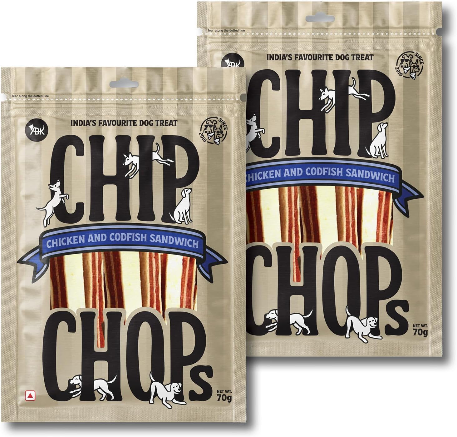 Chicken & Codfish Dog Treats Pack of 2 (70g Each) โ High Protein Dog Treats, Healthy Dog Snacks, Easily Digestible Training Rewards for Puppies & Adult Dogs All Breeds