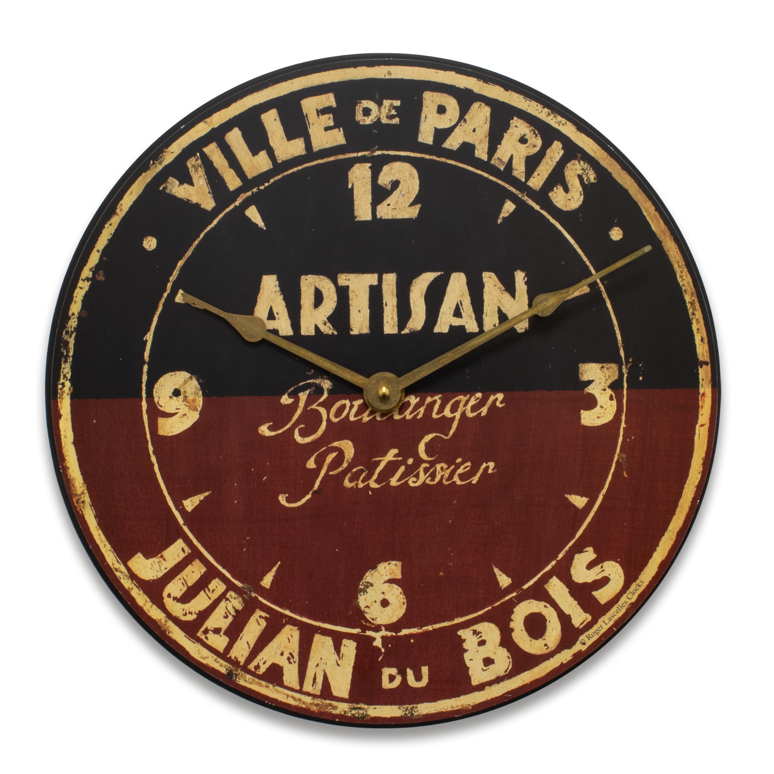 Roger Lascelles Wall Clock, Wood, Red/Black, 36 x 5 x 36 cm PUB/ARTISAN