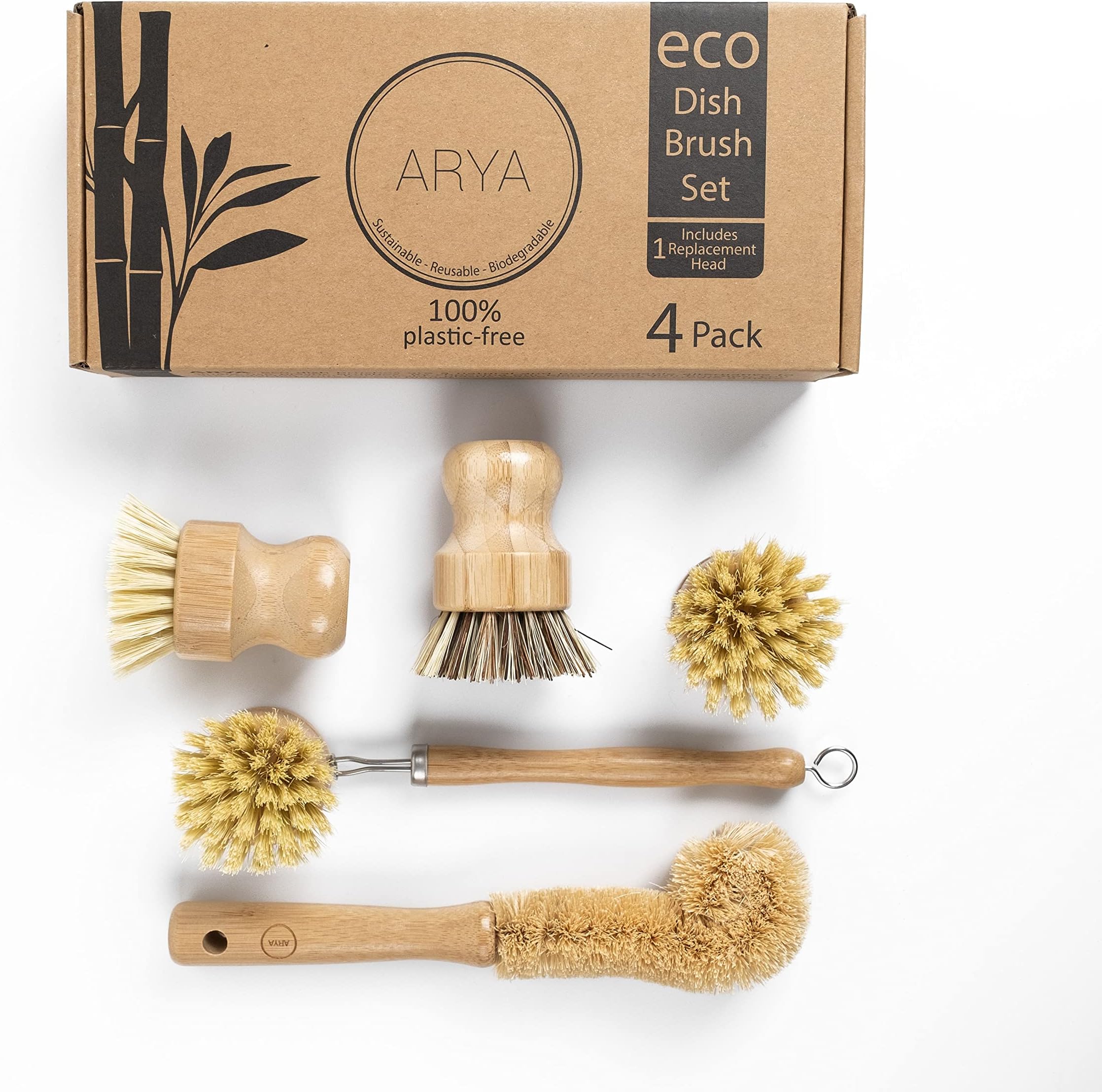 PlantBased 6pcs Kitchen Brush Set by HELLO NATURE