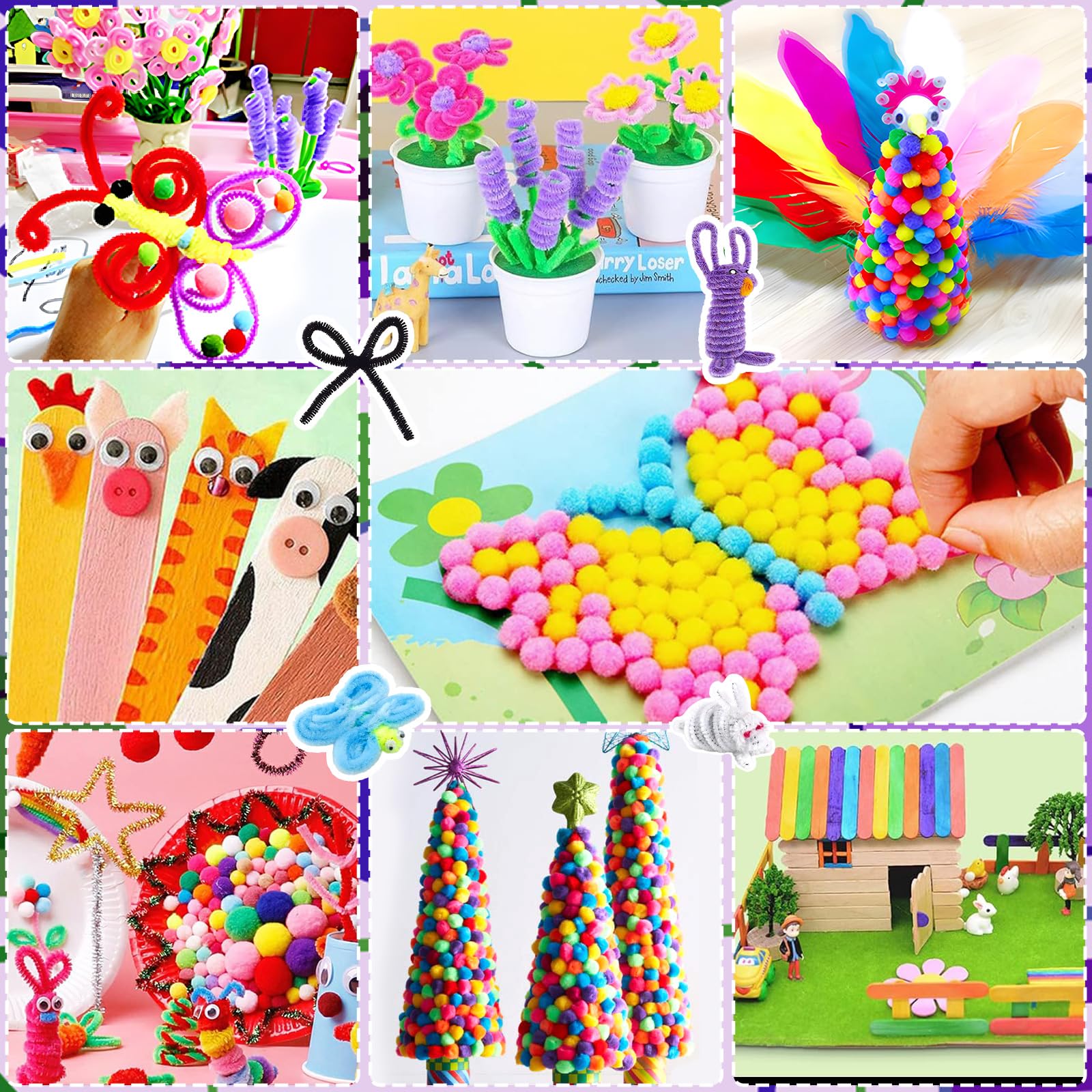 Purpledi 3300+ Pièces Kit Bricolage Enfants, DIY Activité Manuelle Enfant Feutrine Loisir Creatif, DIY Activité Manuelle Loisir Creatif, Artistiques Cadeau Garçon et Fille ge 3 4 5 6 7 Ans