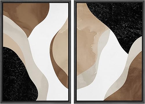 Miniatura 23 de SIGNLEADER Lienzo enmarcado para pared, juego de arte geométrico de mediados de siglo, formas de tocadiscos de música, ilustraciones abstractas,