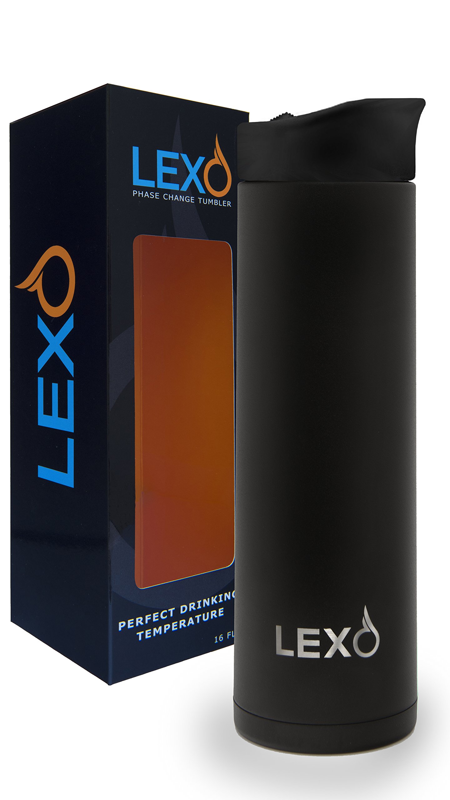 LEXO Temperature Regulating Smart Travel Mug 16 oz. - Powder Black - Slide Seal Lid