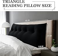 Vista 3 de Almohada de cabecero de 11 libras engrosada tamaño queen para sentarse en la cama, almohada de apoyo para la espalda para leer con bolsillo lateral