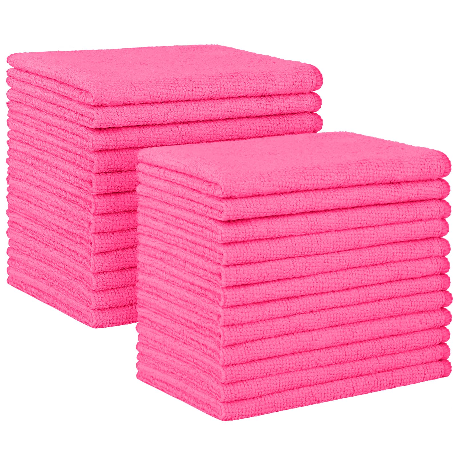 HOMEXCEL Pink Microfiber Cleaning Cloth 24 Pack Absorbent Cleaning Rags Lint-Free Streak-Free Cleaning Towels for Car Kitchen House