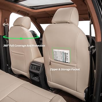 coverdream Custom Seat Covers for 2017-2022 Honda CR-V,Premium Faux Leather Car Seat Cover Set,Full Set Waterproof SUV Seat Protector,Armrest Covers Included (Beige)