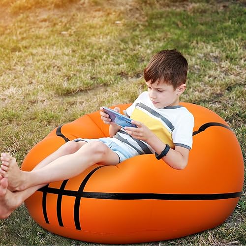 Miniatura 5 de Menkxi 2 puf inflables de baloncesto, 43 pulgadas, sofá inflable creativo, pelota deportiva, silla perezosa para el hogar, cojín de aire de PVC,
