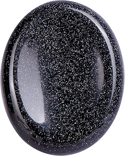 LEADGEM Piedras de palma de cristal de arena azul de 2 pulgadas, cristales de piedra dorada curativos para meditación de ansiedad, piedra de pulgar