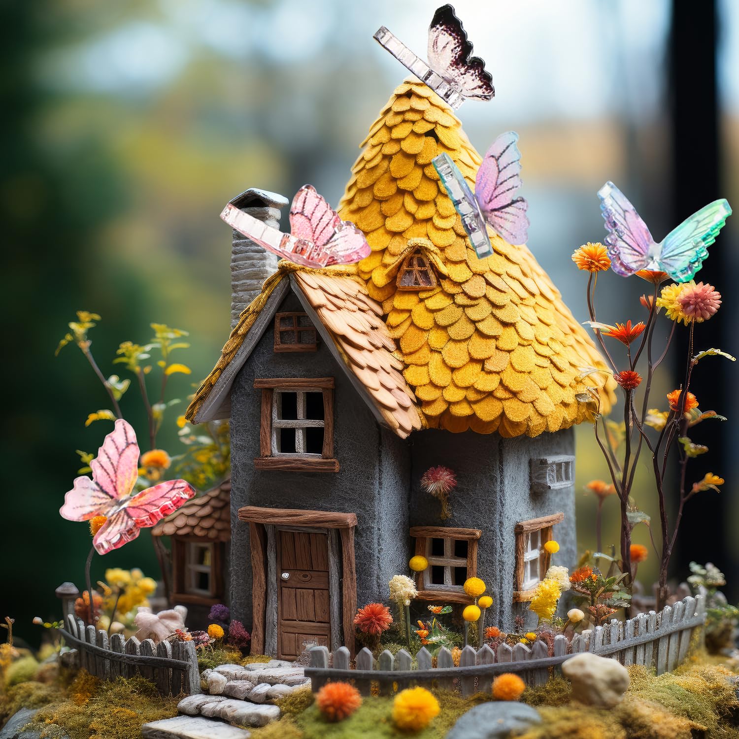 KGDUYC Micro Farfalle in Resina - 50pcs Farfalle Colorate Miniature Accessori per Case delle Bambole Farfalle per Unghie 3D Decorazioni Paesaggistiche per Artigianato Decorazioni per Terrari