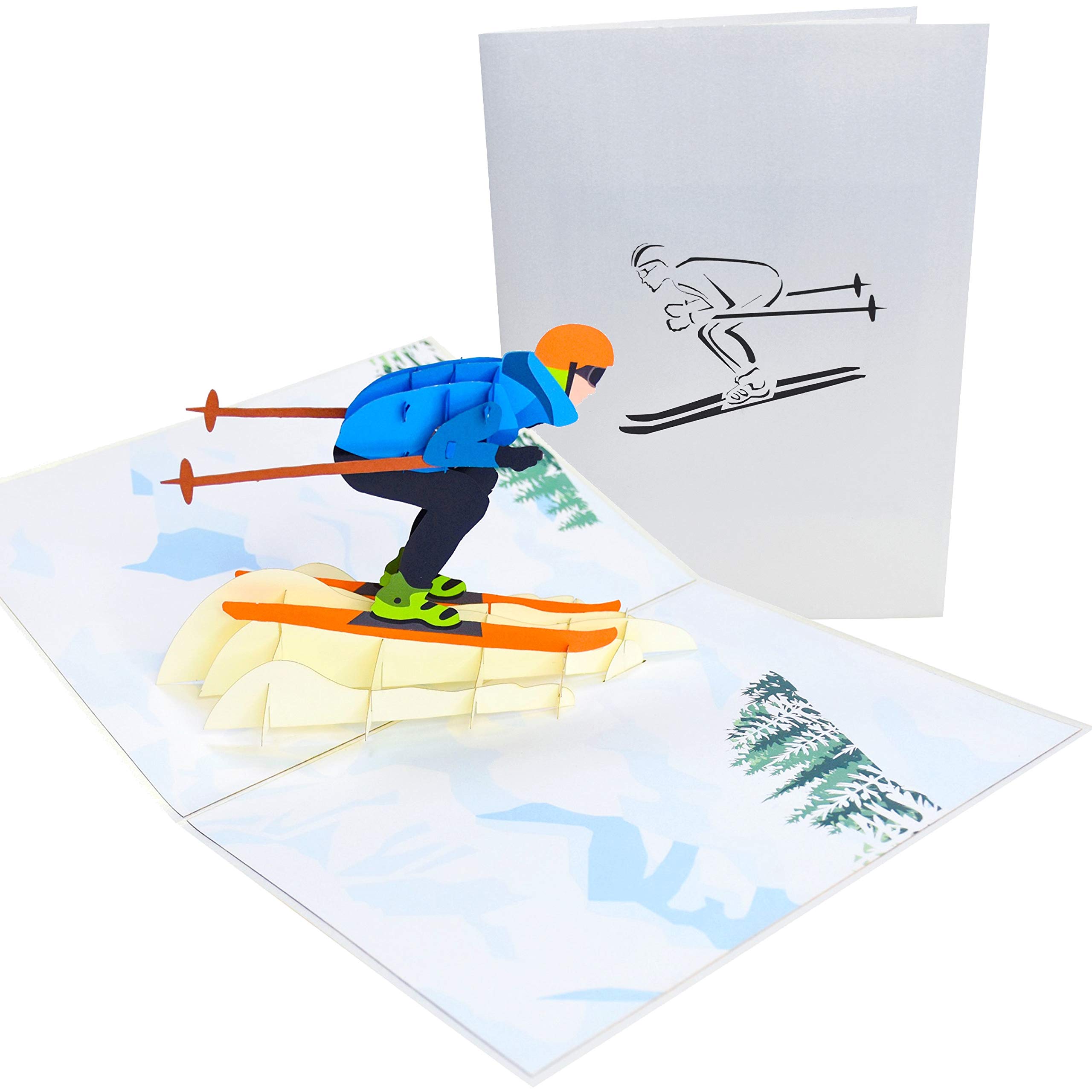 Papercrush® Biglietto Pop-Up Natalizio Pinguino Sugli Sci - 3D Fatto A Mano Con Foglio Per Auguri, Regalo Bambini - 5