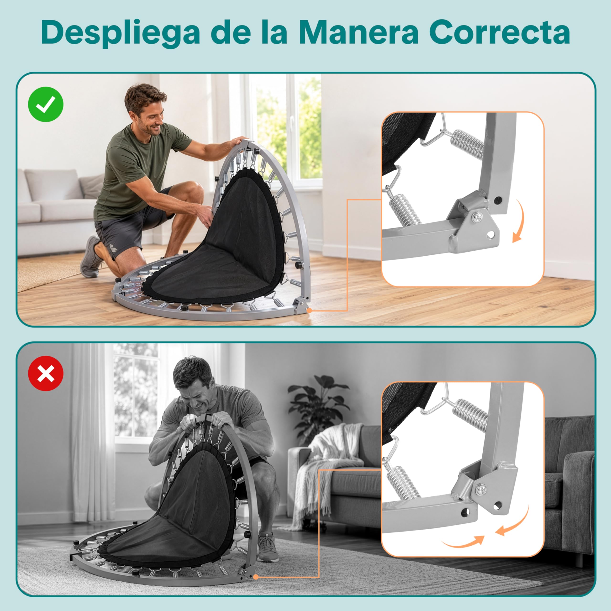 SereneLife trampolin Mini Plegable, Cama Elastica, Fitness, Compacto para niños y Adultos, Rebounder de Ejercicio, Asa de Espuma