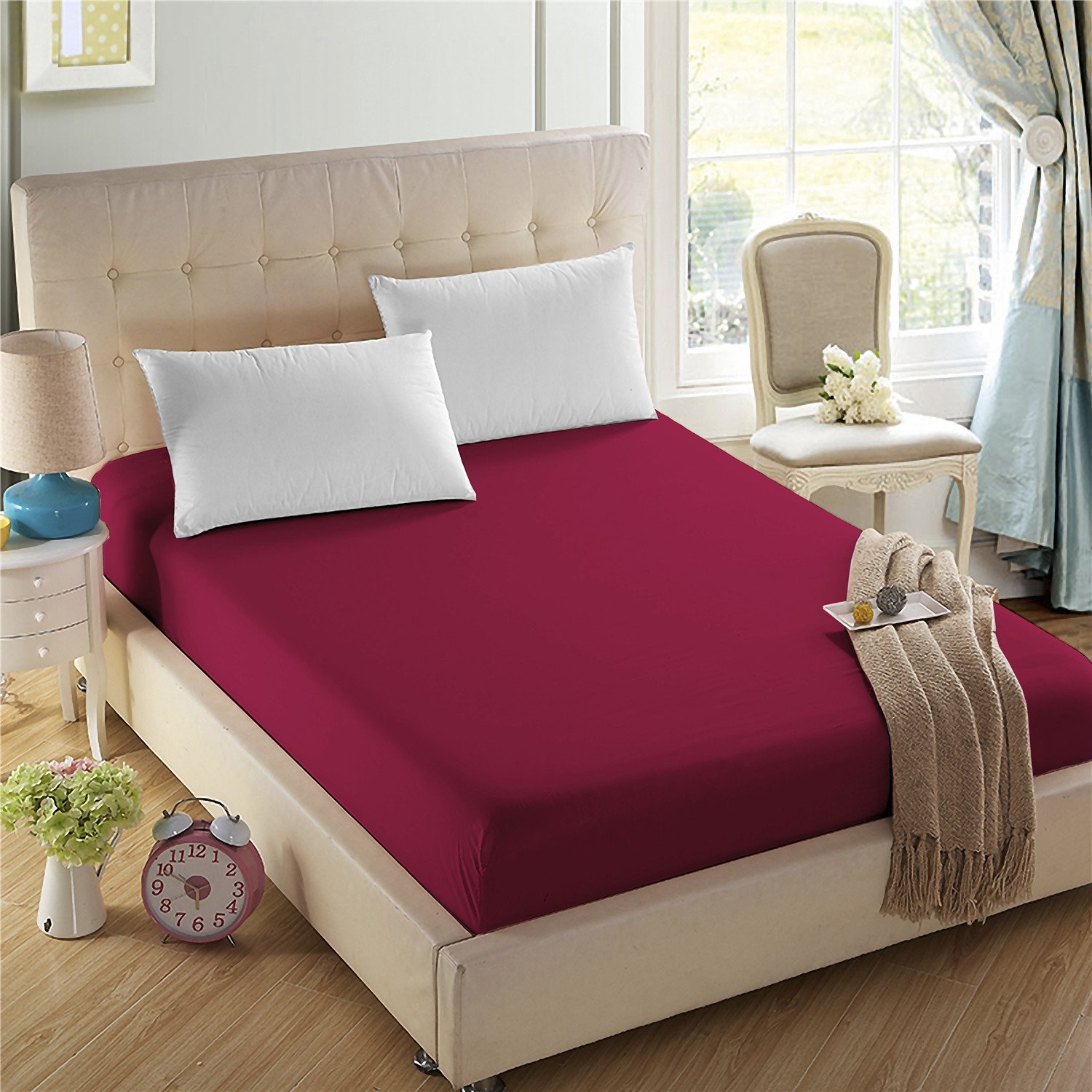 4U'LIFE 2-Pack Twin Fitted Sheets, Prime 1800 Series Double Brushed Microfiber,Ultra Soft & Comfortable,Cardinal Red