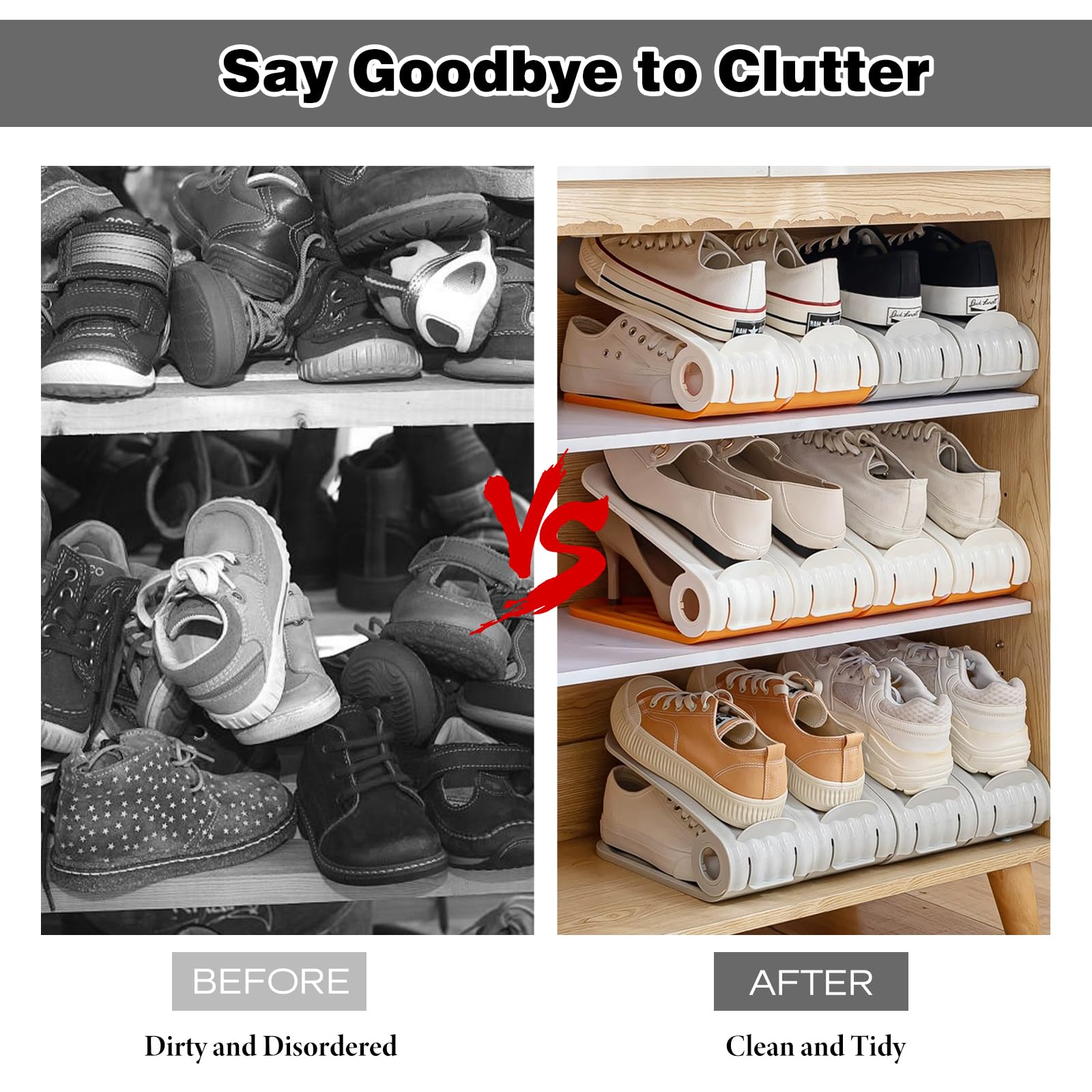 Organizzatore Scarpe Da Armadio - Set Di 8 Portascarpe Regolabili, Salvaspazio - Foto 6