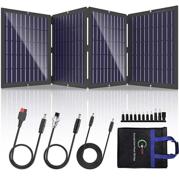 Buy POWOXI Portable Solar Panel 100W Foldable Solar Panel Charger Kit
