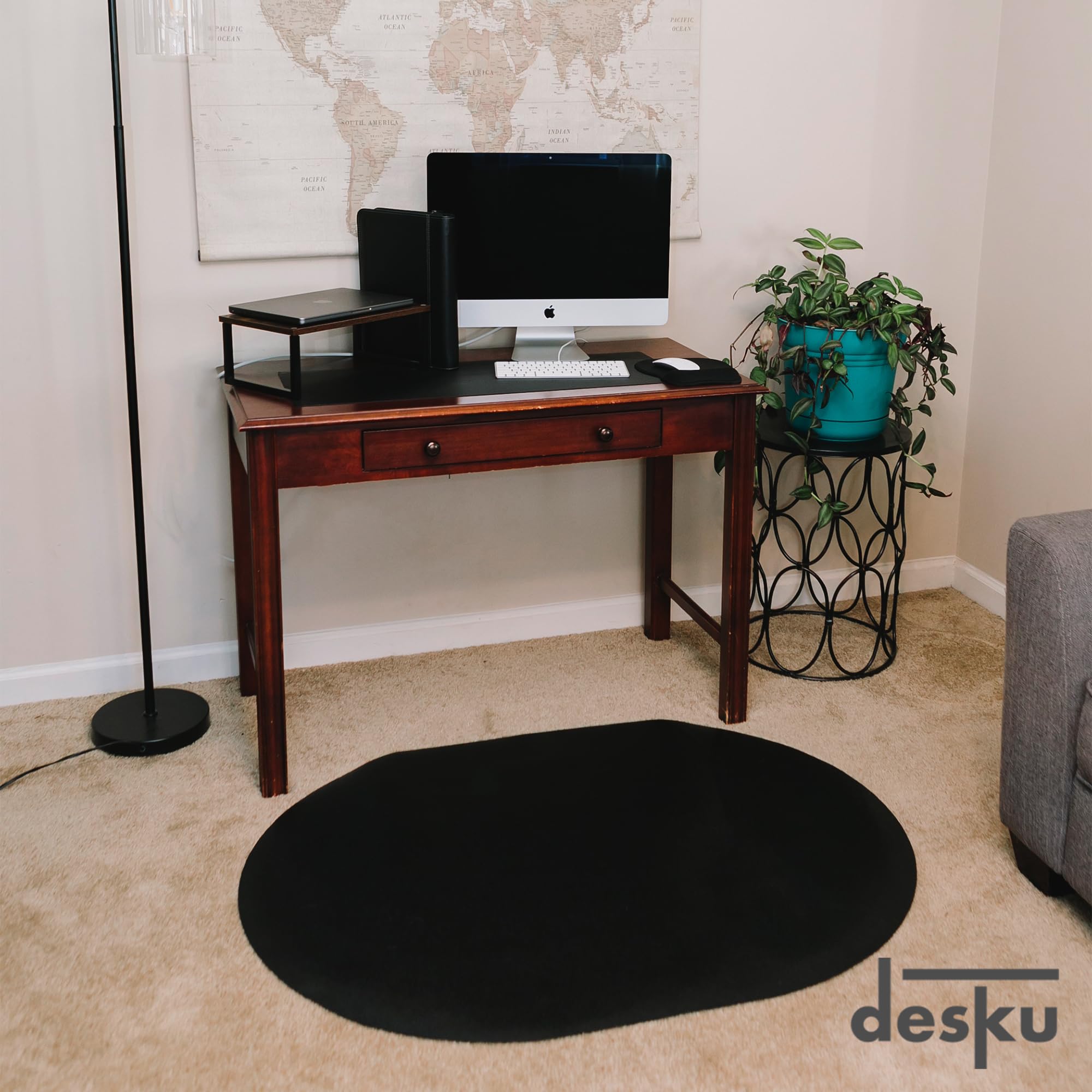 Tapete súper ovalado para silla de escritorio, tapetes de PVC resistentes para protección del suelo de alfombras, negro, 36 x 48 pulgadas, fabricado en los Estados Unidos