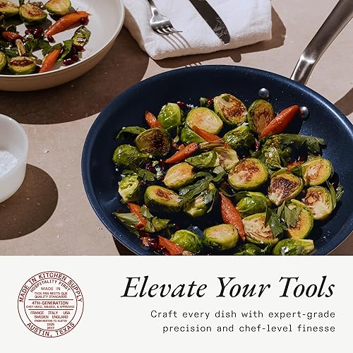 Miniatura 10 de Made In Utensilios de cocina, sartén antiadherente de 10 pulgadas y 12 pulgadas con tapa, hecha sin PFOA, antiadherente con revestimiento de acero