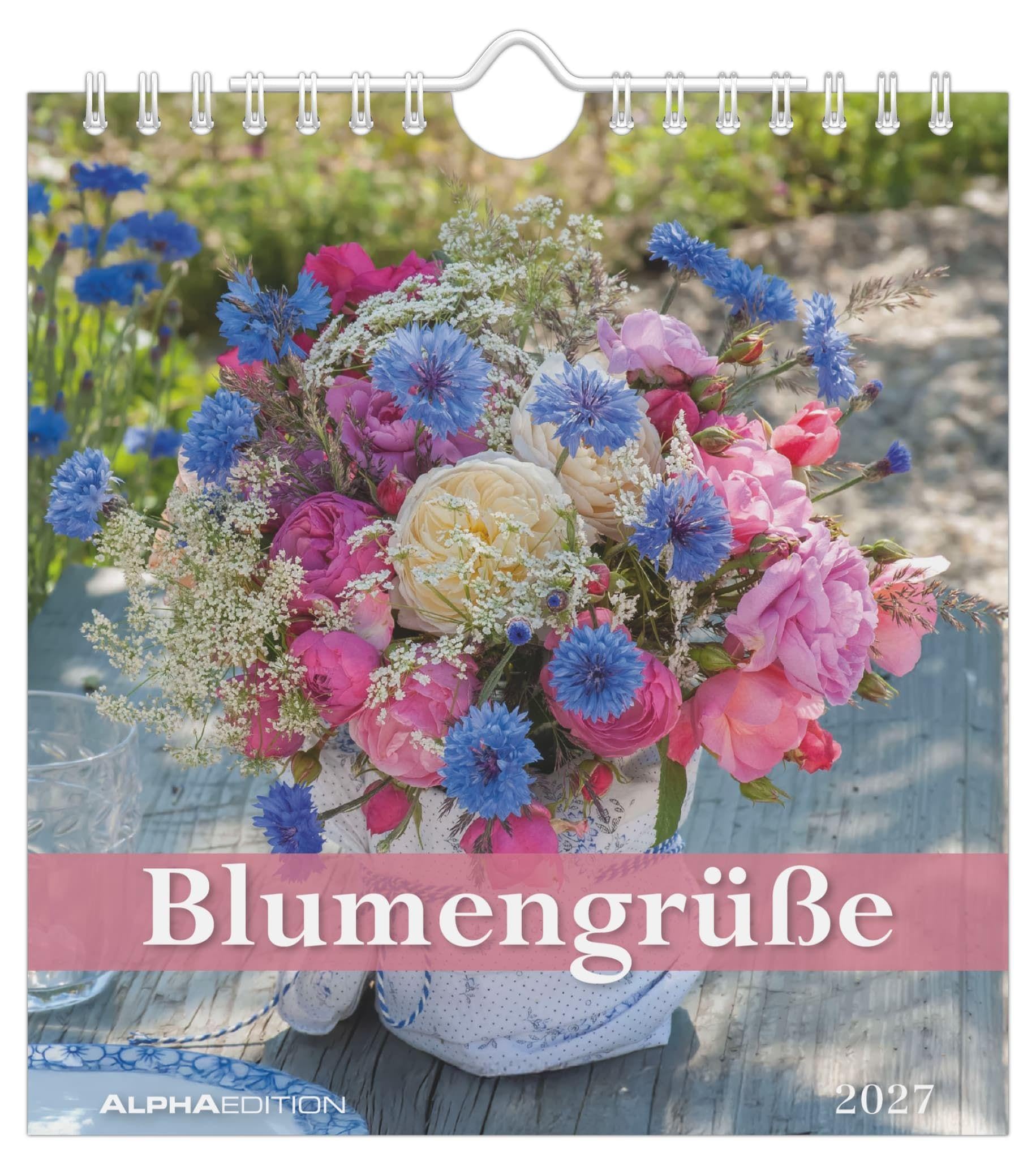 Blumengrüße 2027: Postkartenkalender 16x17 cm mit 12 Blumenmotiven, Tisch- und Wandkalender, 12 Postkarten zum Heraustrennen