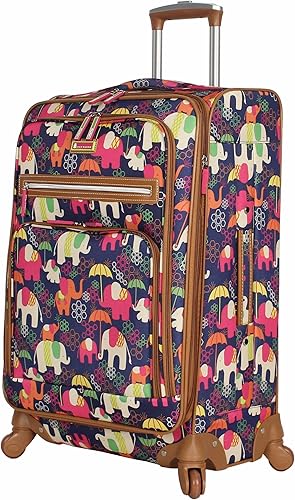 Lily Bloom Maleta expandible con patrón de diseño de 24 pulgadas con ruedas giratorias de 4 ruedas giratorias para mujer, bolsa a cuadros ligera