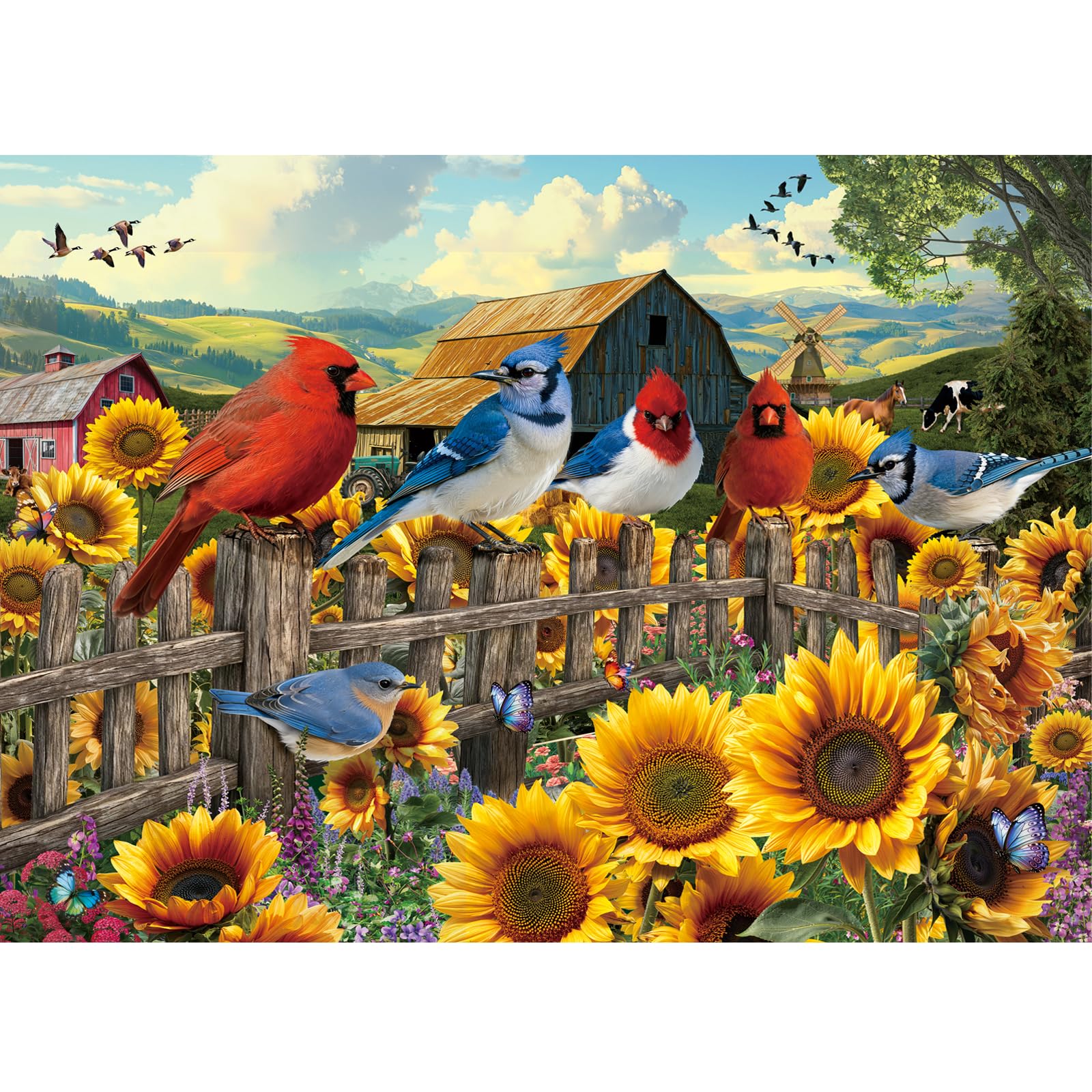 HUADADA Jigsaw Puzzles for Adults 1000-Countryside Birds