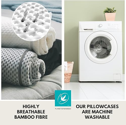 Miniatura 3 de Funda de almohada de cuña de repuesto de bambú (24 x 24 x 7 pulgadas) con cremallera, absorbe el sudor, absorbe la humedad, sin olor (negro)