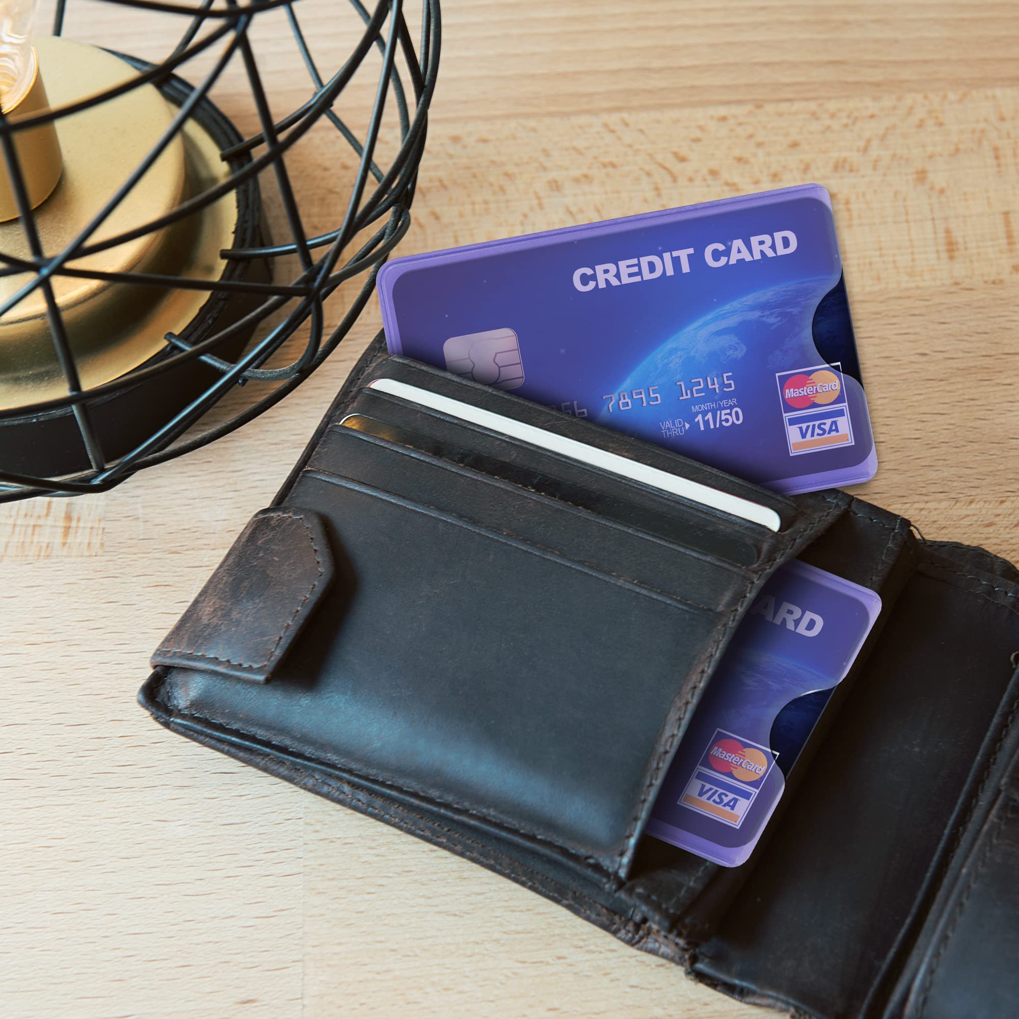 kwmobile Set 10 Custodie Protettive per Tessere - Portacarte Portatessere - Carta di Credito Tessera Sanitaria Patente Bancomat - Lavanda Trasparente