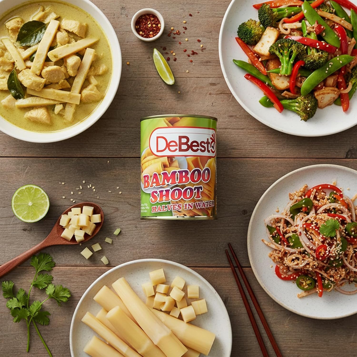 DeBest Bamboo Shoot Halves in Water 567g | Ready to Cook Canned Bamboo Shoots | Asian & Oriental Cooking Ingredient | Low Calorie High Fiber Vegetable 2