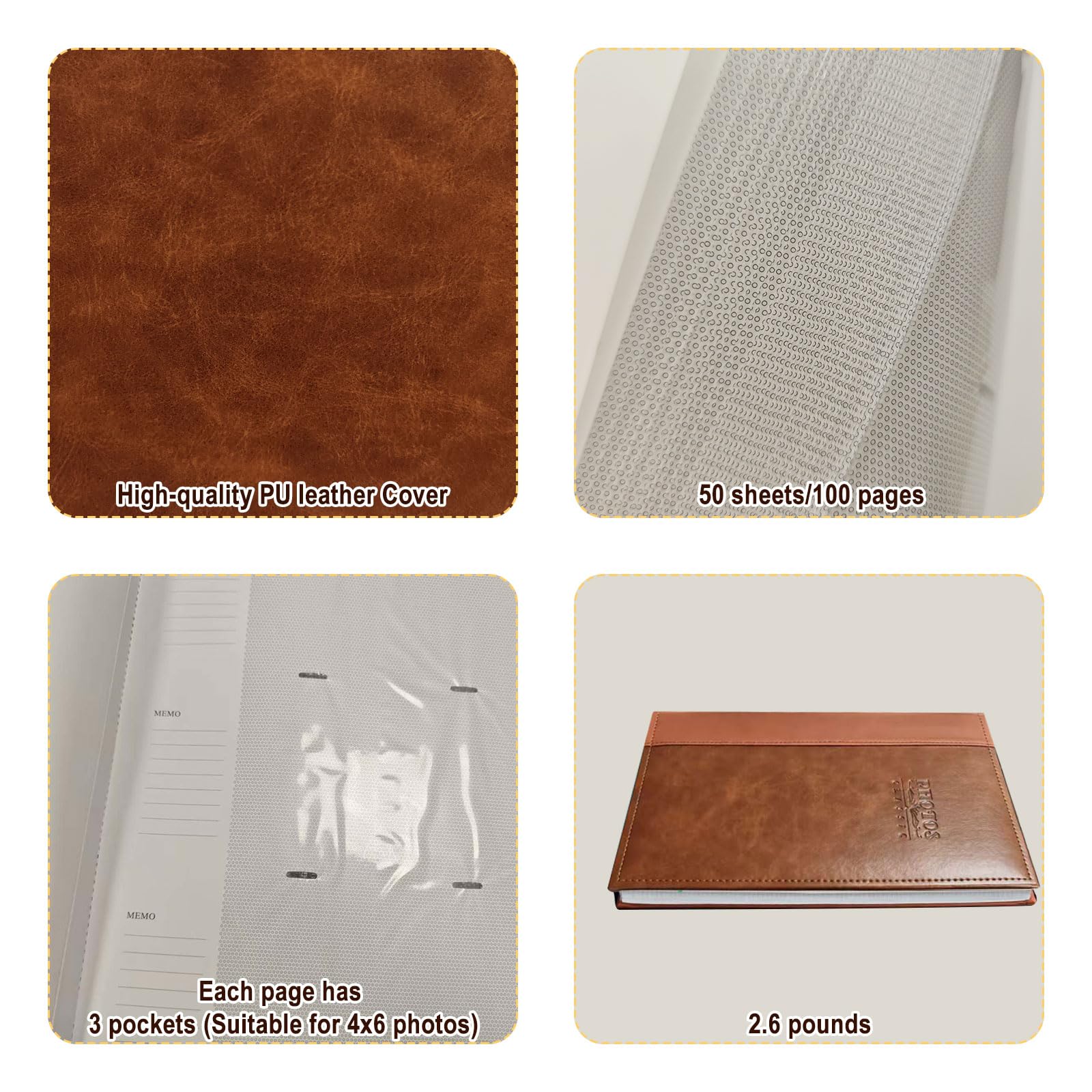 Álbum de fotos de caza de 4 x 6 pulgadas: 300 bolsillos deslizantes, gran capacidad, cubierta de piel sintética, álbum de fotos con espacio para escribir, para viajes, familia, boda, niños, graduación