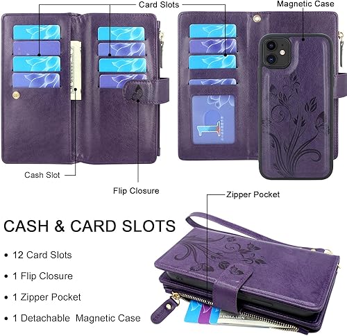 Miniatura 8 de Lacass Funda compatible con iPhone 11 de 6.1 pulgadas ranura para tarjeta Soporte para dinero en efectivo para tarjetas de identificación, bolsillo