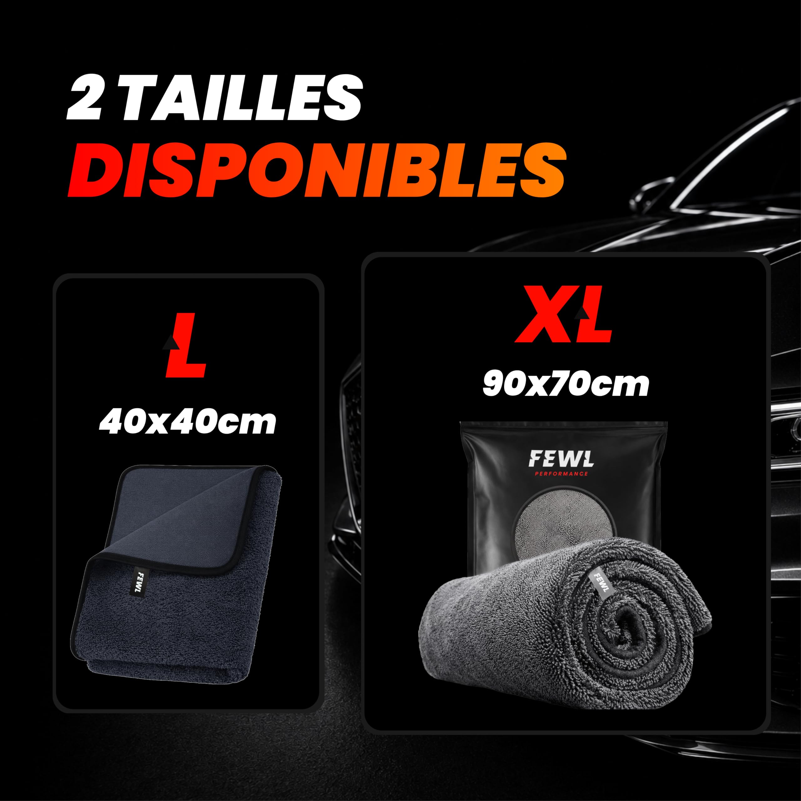 Set mit 2 Mikrofaser-Handtüchern, 800 g/m² – Ultra saugfähig XL 90 x 70 cm – trocknet ohne Spuren oder Kratzer – Mikrofasertuch Detailing Auto Premium