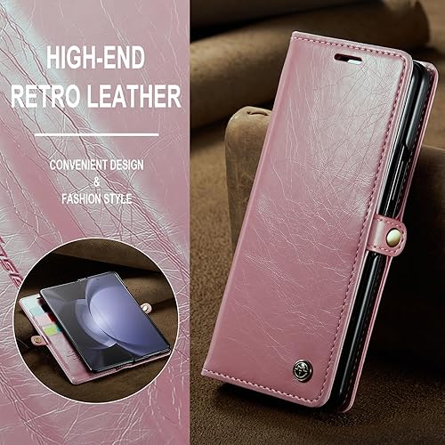 Miniatura 4 de Hongxinyu Funda tipo cartera para Samsung Galaxy Z Fold5 2023, protección magnética, de piel sintética, con tarjetero, ranura para efectivo, bloqueo