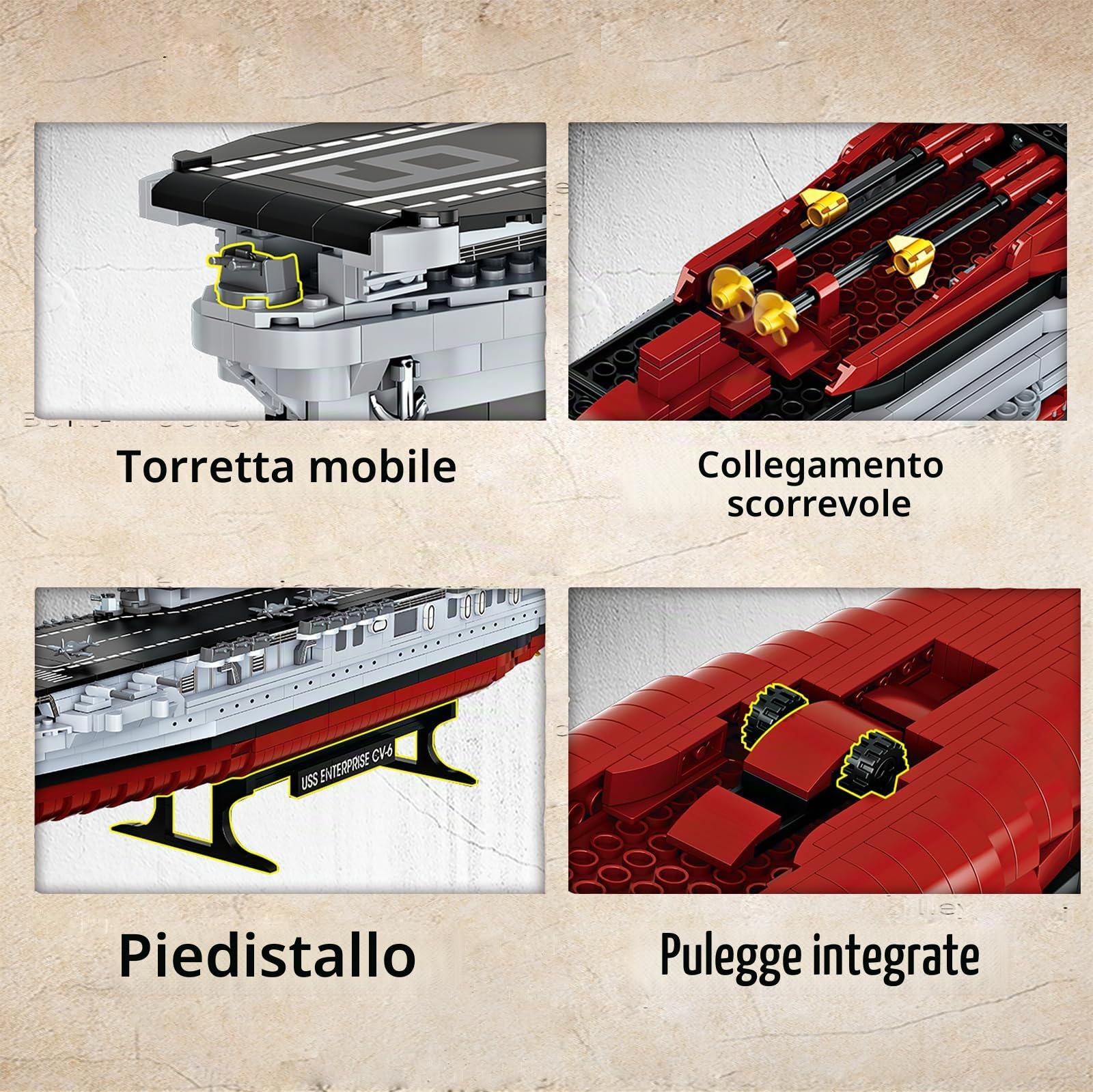 muuchuu Kit di Costruzione di Nave da Guerra Militare per Adulti, Modello di Nave da Guerra USS CV-6 Enterprise per Esposizione, Grande Nave WW2, Regalo per Bambini e Collezionisti, Decorazione (1883