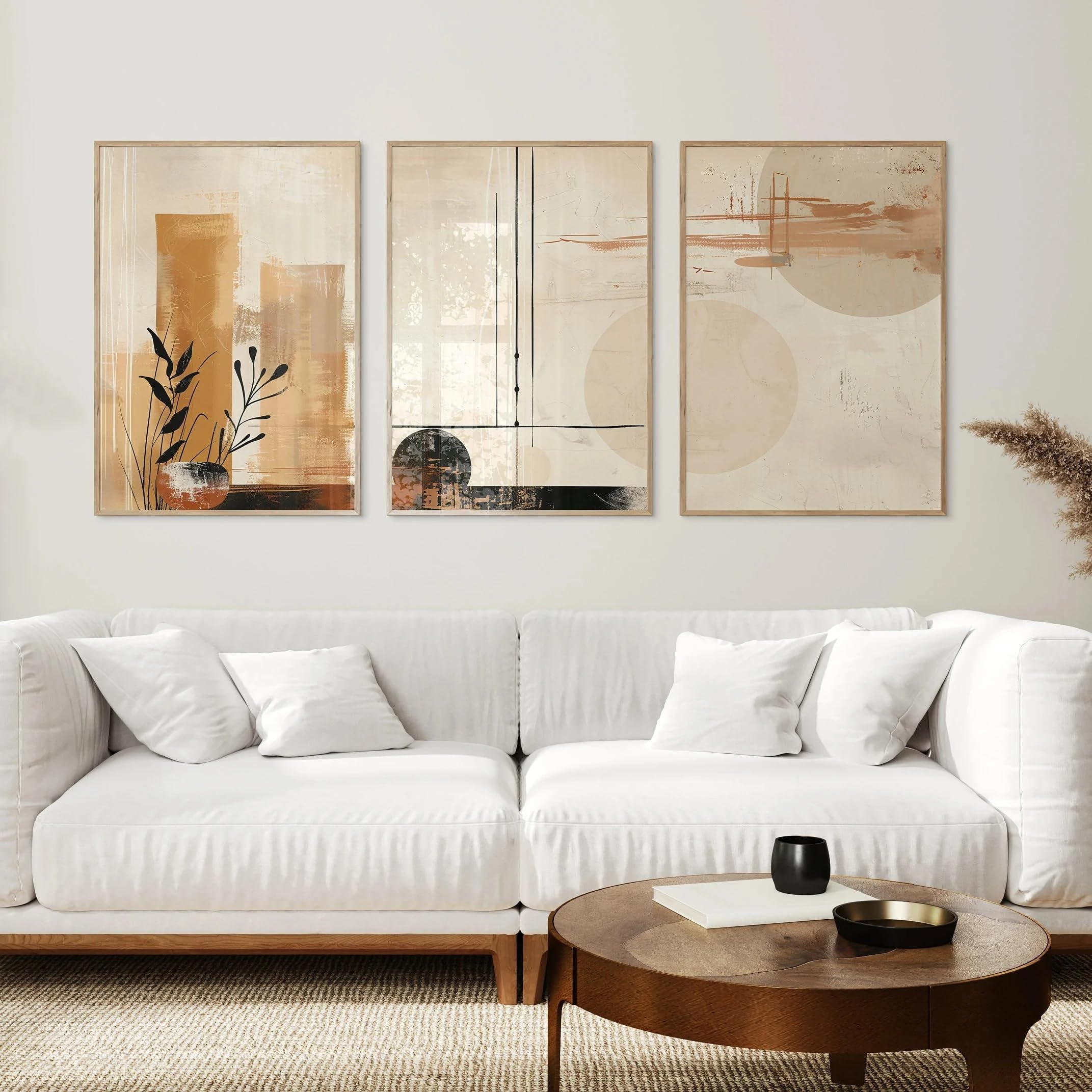 GOSRD Canvas Prints Beige Brown Nordic Wall Art Minimalist Home Decor Neutral-Toned Abstract(30x50cm-3Pcs)