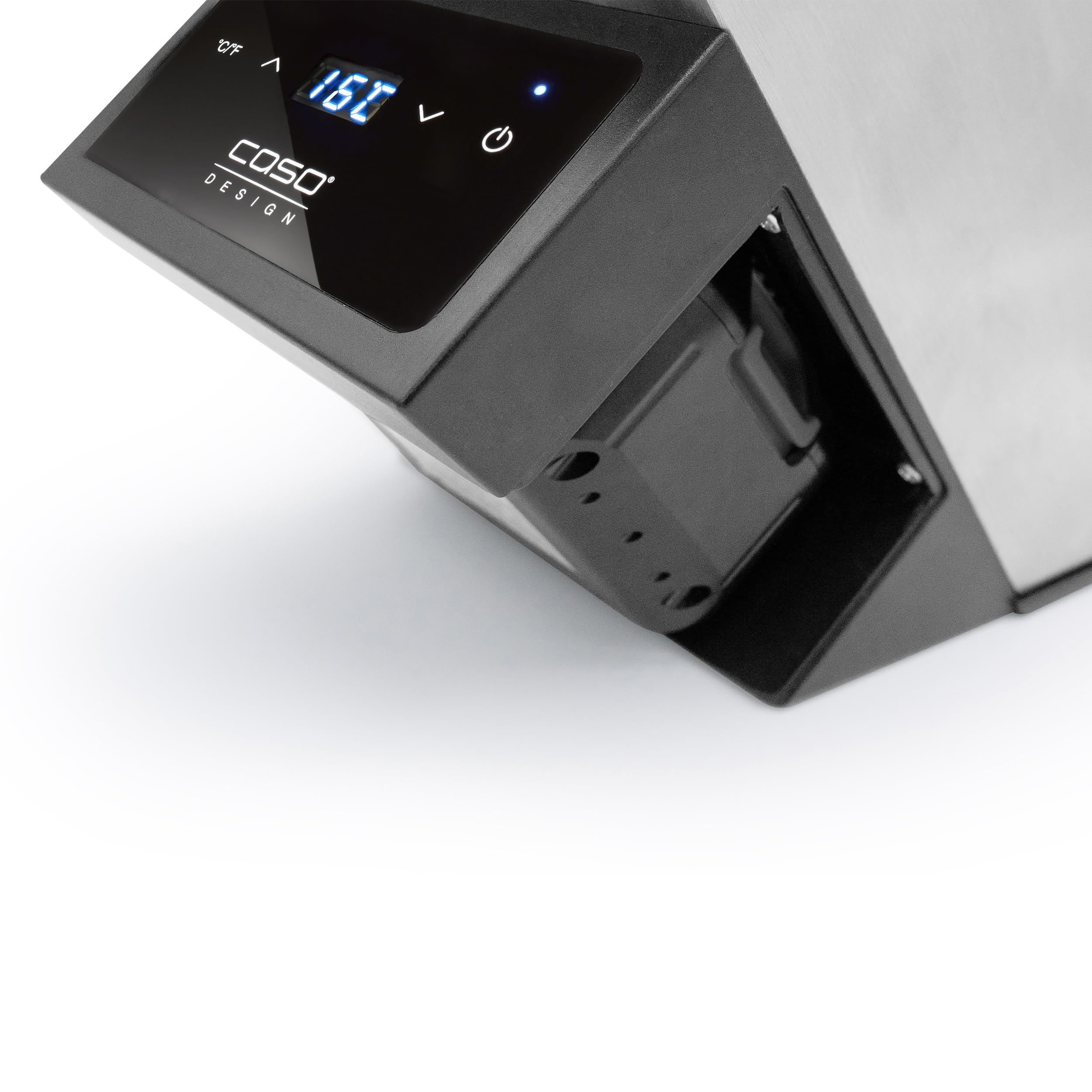 CASO WineCase Deluxe Inox - Termica vino con batteria per 1 bottiglia (fino a 90 mm di diametro), in acciaio INOX silenzioso