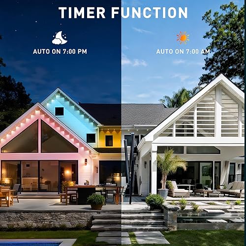 Miniatura 6 de Luces permanentes para exteriores de 100 pies, impermeables, luces RGB inteligentes con aplicacióncontrol remoto, modos de escena de bricolaje,