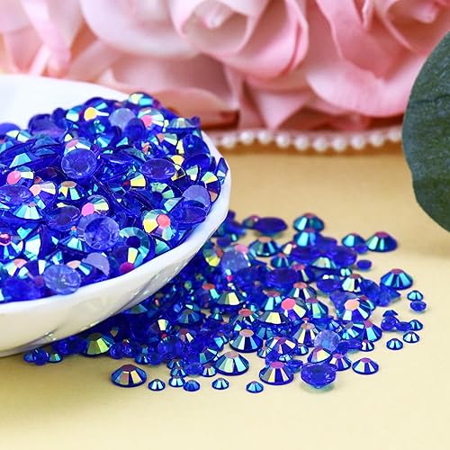 Miniatura 3 de 10000 diamantes de imitación de resina de 0.118 pulgadas (0.118 in), diamantes de imitación transparentes de color azul real AB con parte trasera