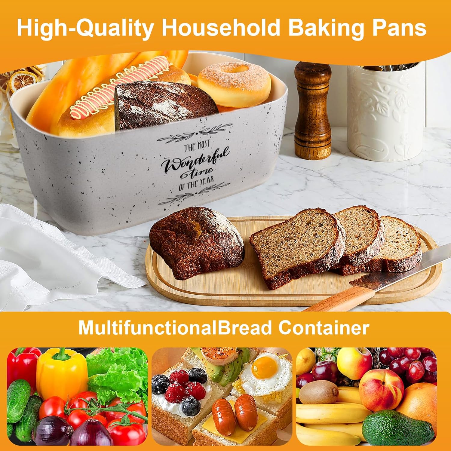 Bread Box For Kitchen Countertop,Bread Box with Cutting Board Lid Made with Bamboo Fiber,Bread Container Holder Keeper Keep Fresh I14.4x8.3x5.6 in……