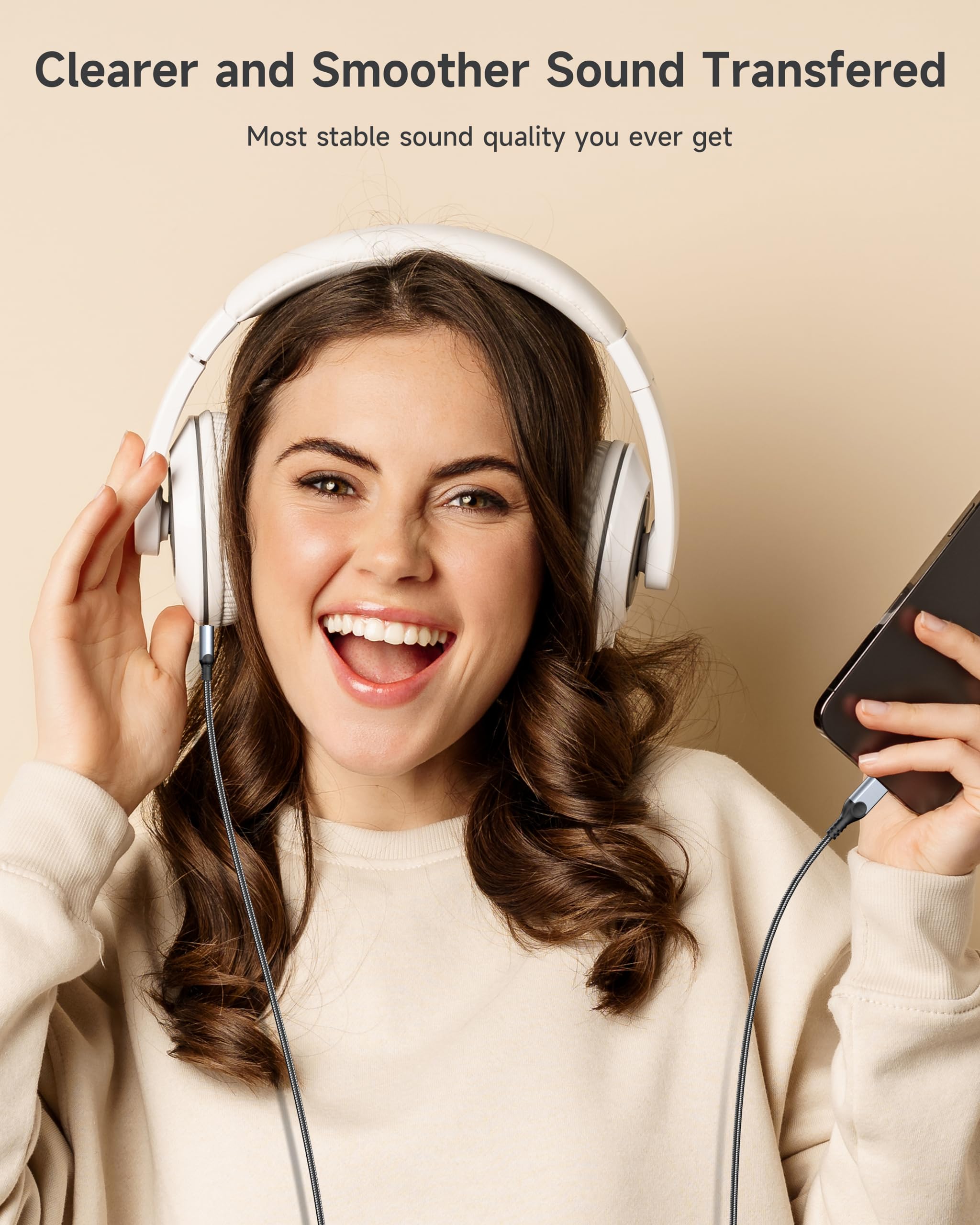 ZOOAUX Cavo da USB C a 3,5mm Jack 1,2m, Cavo Adattatore da Porta USB C a Connettore Jack da 3,5mm, Cavo USB C a 3,5mm Audio Aux Cavo Cuffia per Samsung Galaxy S23 S22 S21 S20,iPhone 16 15,Pixel