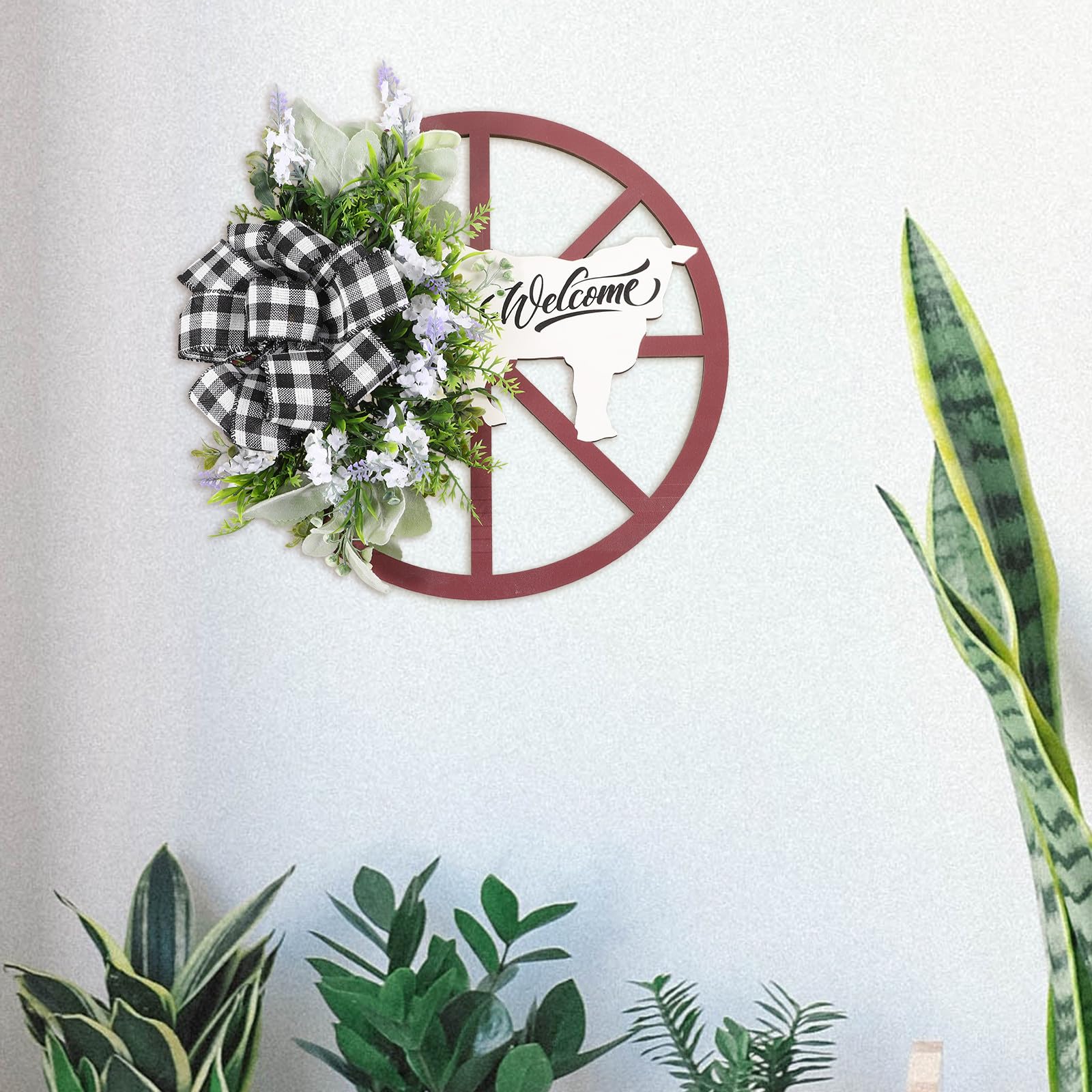 Frühlingskranz Türkranz und Kunststoff mit Realistischem Design für Outdoor Dekoration ohne Gießen und Schneiden für Hochzeit und Haus