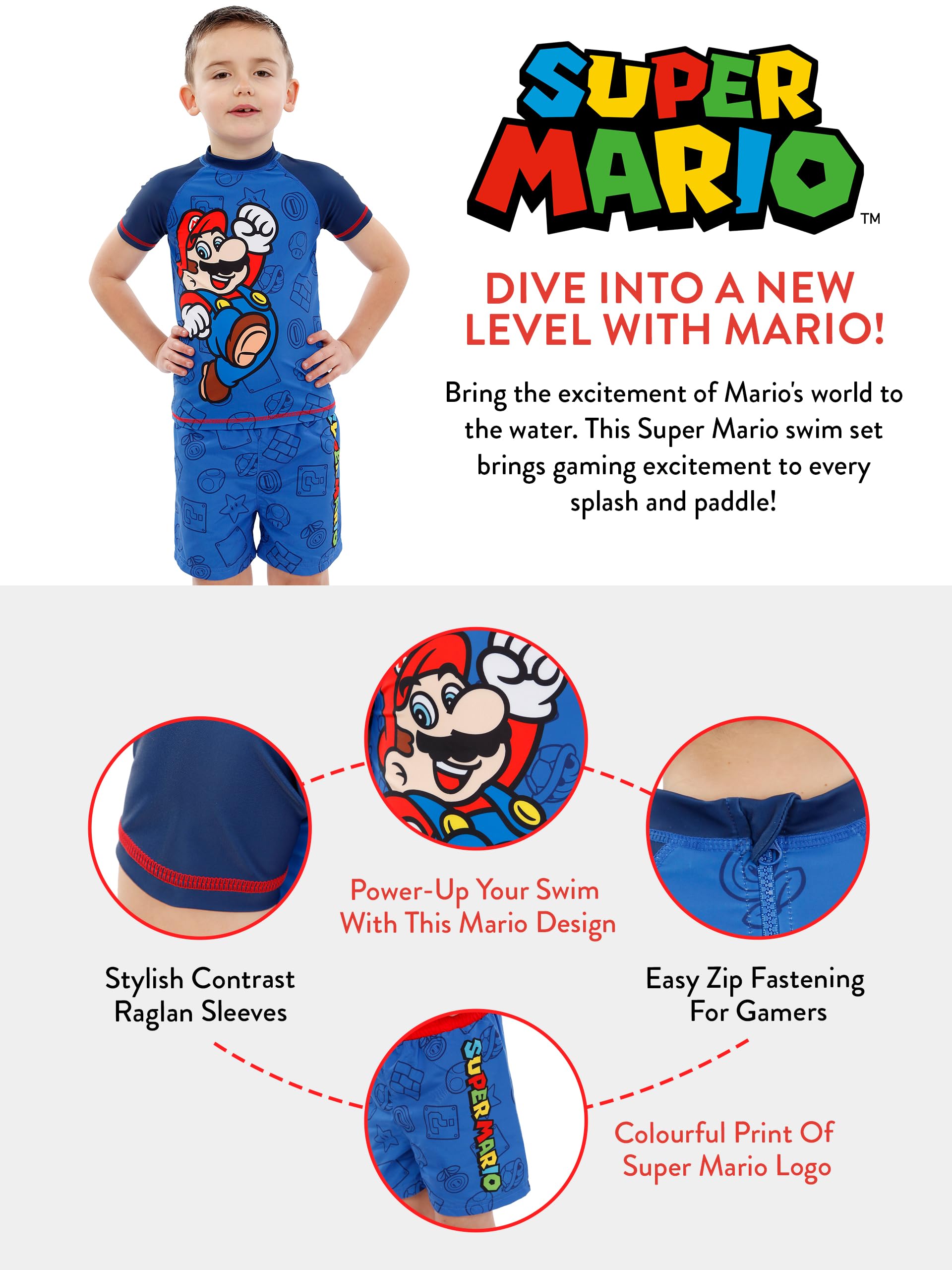 Super Mario Traje De Baño Bañador Natacion Niño | Bañadores Niño