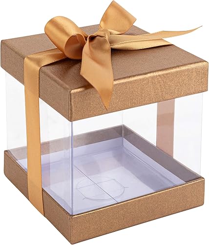Cajas de regalo de plástico transparente con tapa, base y cinta.