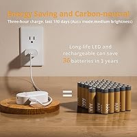 Vista 2 de Lyridz Luz nocturna de batería recargable con sensor de movimiento, mini luz LED blanca cálida portátil, brillo ajustable para baño, dormitorio